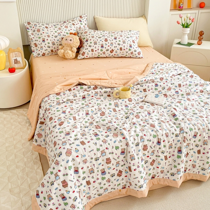 91家纺网 家纺一手货源 找家纺 鸣升家纺 A类印花全棉12868棉花夏凉被四件套夏被 南岛小镇