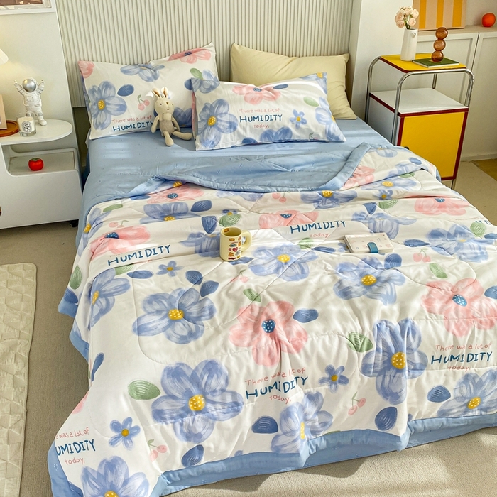 91家纺网 家纺一手货源 找家纺 鸣升家纺 A类印花全棉12868棉花夏凉被四件套夏被 圣歌娜