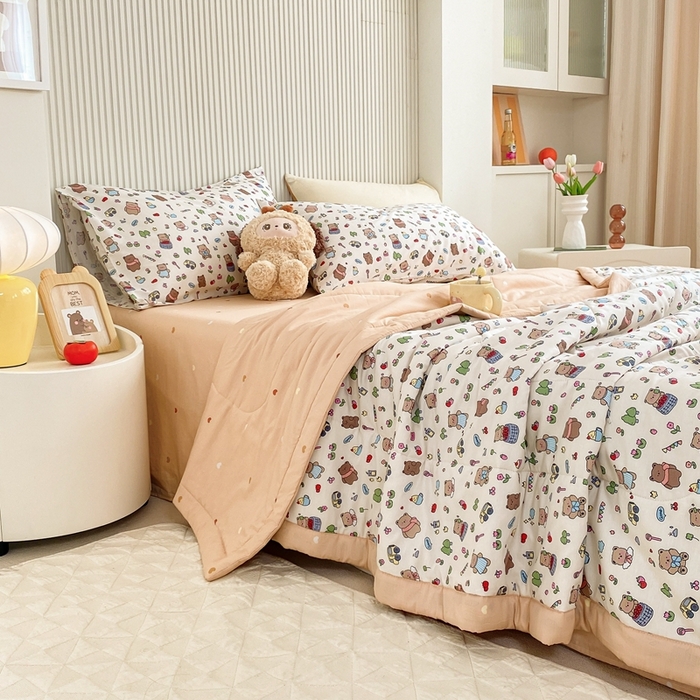 91家纺网 家纺一手货源 找家纺 鸣升家纺 A类印花全棉12868棉花夏凉被四件套夏被 南岛小镇