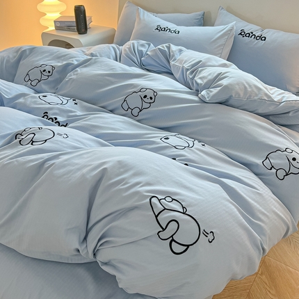 91家纺网 家纺一手货源 找家纺 （总）多乐 2024新款A类超柔加厚有氧提花小竺棉绣花四件套-风格二