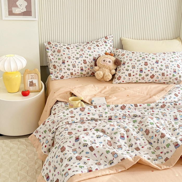 91家纺网 家纺一手货源 找家纺 鸣升家纺 A类印花全棉12868棉花夏凉被四件套夏被 南岛小镇