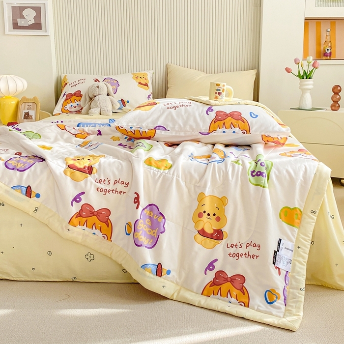 91家纺网 家纺一手货源 找家纺 鸣升家纺 A类印花全棉12868棉花夏凉被四件套夏被 可爱甜心