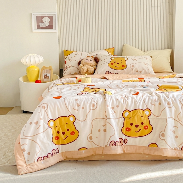 91家纺网 家纺一手货源 找家纺 鸣升家纺 A类印花全棉12868棉花夏凉被四件套夏被 欢乐萌熊