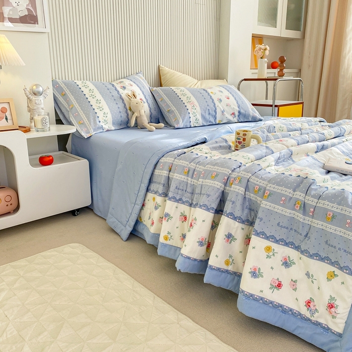 91家纺网 家纺一手货源 找家纺 鸣升家纺 A类印花全棉12868棉花夏凉被四件套夏被 安暖入夏