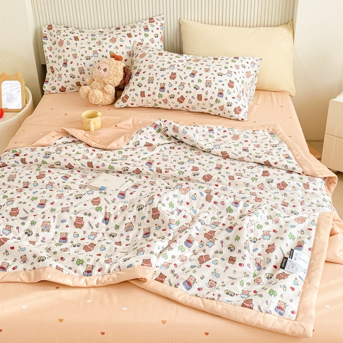 91家纺网 家纺一手货源 找家纺 鸣升家纺 A类印花全棉12868棉花夏凉被四件套夏被 南岛小镇