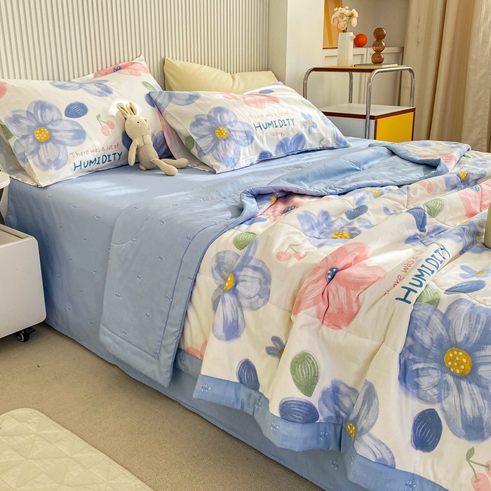 91家纺网 家纺一手货源 找家纺 鸣升家纺 A类印花全棉12868棉花夏凉被四件套夏被 圣歌娜