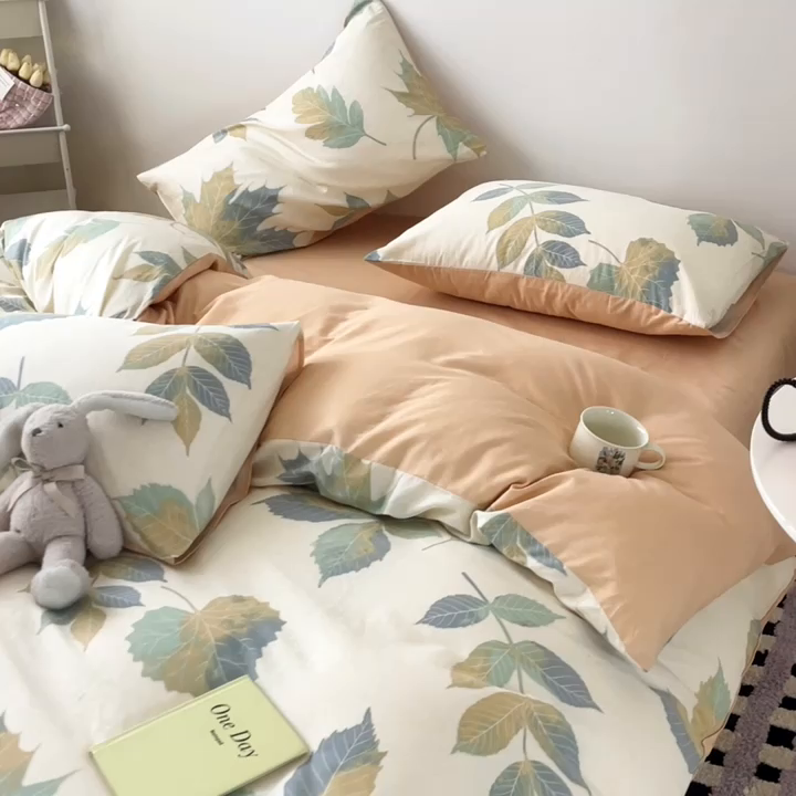 91家纺网 家纺一手货源 找家纺 红馆 2025年全棉12868印花系列四件套 木槿