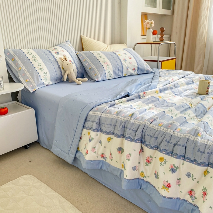 91家纺网 家纺一手货源 找家纺 鸣升家纺 A类印花全棉12868棉花夏凉被四件套夏被 安暖入夏