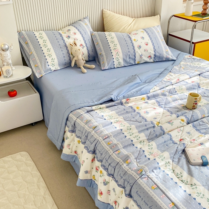 91家纺网 家纺一手货源 找家纺 鸣升家纺 A类印花全棉12868棉花夏凉被四件套夏被 安暖入夏