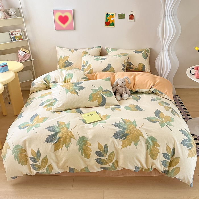 91家纺网 家纺一手货源 找家纺 红馆 2025年全棉12868印花系列四件套 木槿