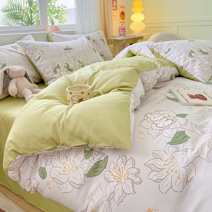 91家纺网 家纺一手货源 找家纺 （总）葡萄家 2024新款直播13372小清新趴睡兔全棉四件套