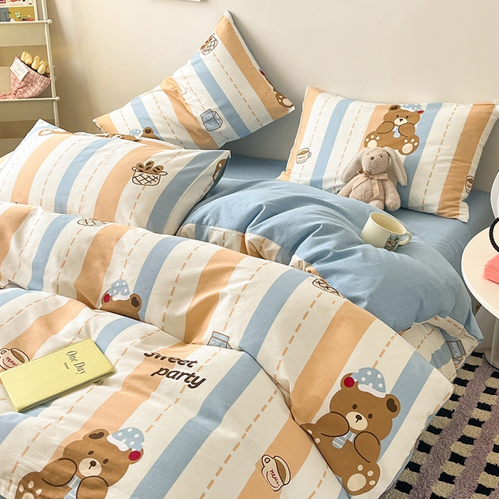 91家纺网 家纺一手货源 找家纺 红馆 2025年全棉12868印花系列四件套 休闲小熊