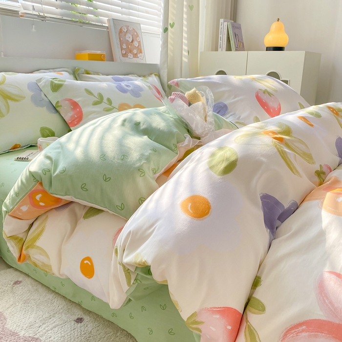 91家纺网 家纺一手货源 找家纺 朵安家纺 2024新款12868全棉四件套系列-四件套 草莓仙子