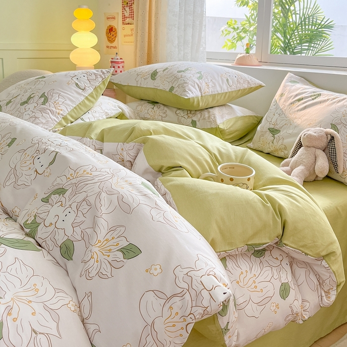 91家纺网 家纺一手货源 找家纺 （总）葡萄家 2024新款直播13372小清新趴睡兔全棉四件套