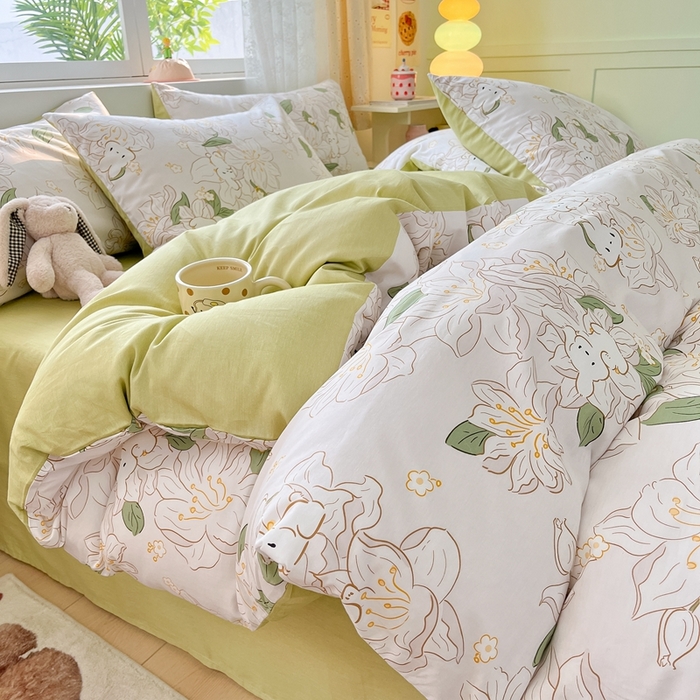 91家纺网 家纺一手货源 找家纺 （总）葡萄家 2024新款直播13372小清新趴睡兔全棉四件套