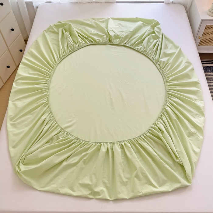 91家纺网 家纺一手货源 找家纺 盼季家纺 2024新款日系奶油风水洗棉床笠单件全包围床罩席梦思床垫保护套 奶绿