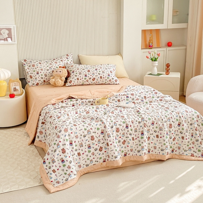 91家纺网 家纺一手货源 找家纺 鸣升家纺 A类印花全棉12868棉花夏凉被四件套夏被 南岛小镇