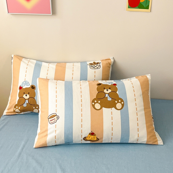 91家纺网 家纺一手货源 找家纺 红馆 2025年全棉12868印花系列四件套 休闲小熊