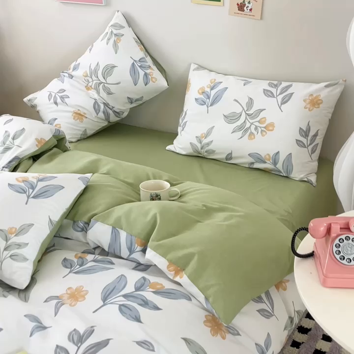 91家纺网 家纺一手货源 找家纺 红馆 2025年全棉12868印花系列四件套 风吹一夏