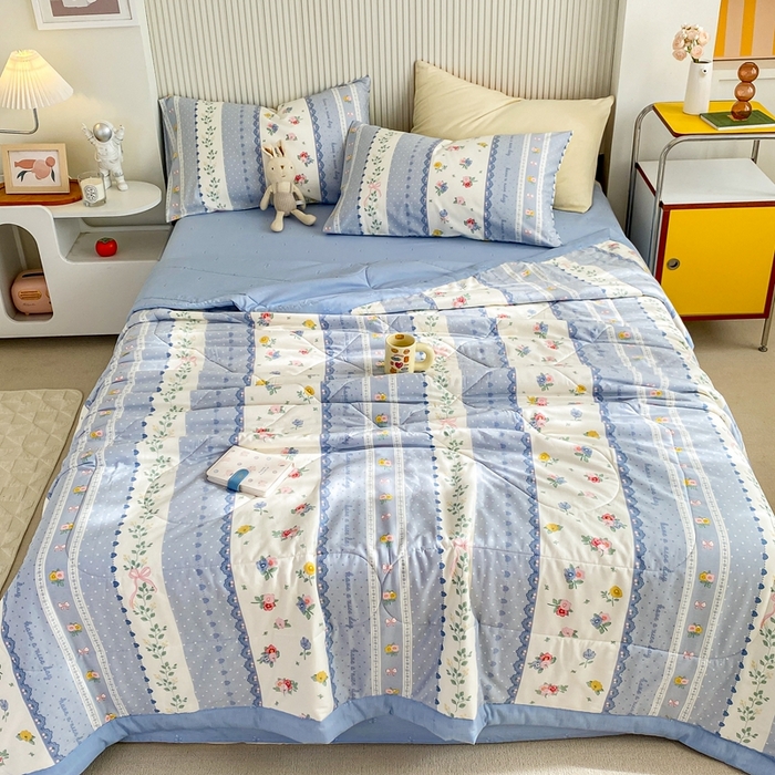 91家纺网 家纺一手货源 找家纺 鸣升家纺 A类印花全棉12868棉花夏凉被四件套夏被 安暖入夏