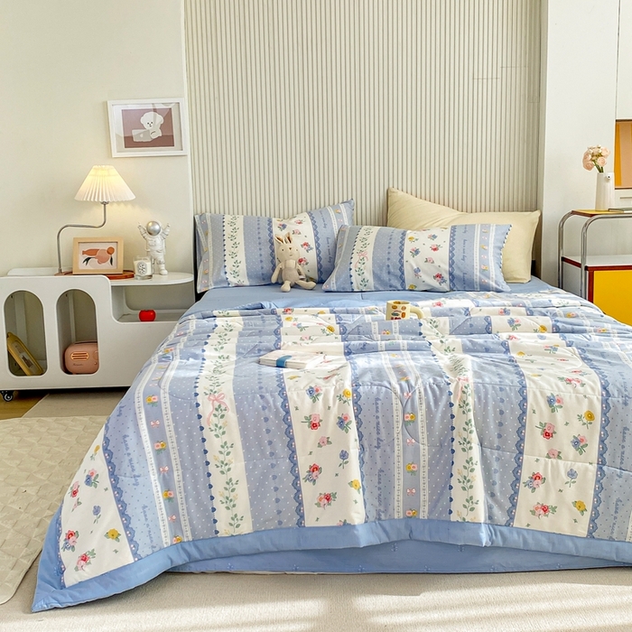 91家纺网 家纺一手货源 找家纺 鸣升家纺 A类印花全棉12868棉花夏凉被四件套夏被 安暖入夏