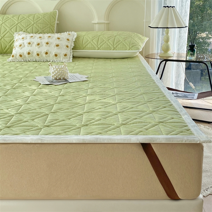 91家纺网 家纺一手货源 找家纺 鑫钰 2024新款A类水洗棉大豆夹棉床护垫 芊语-抹茶绿