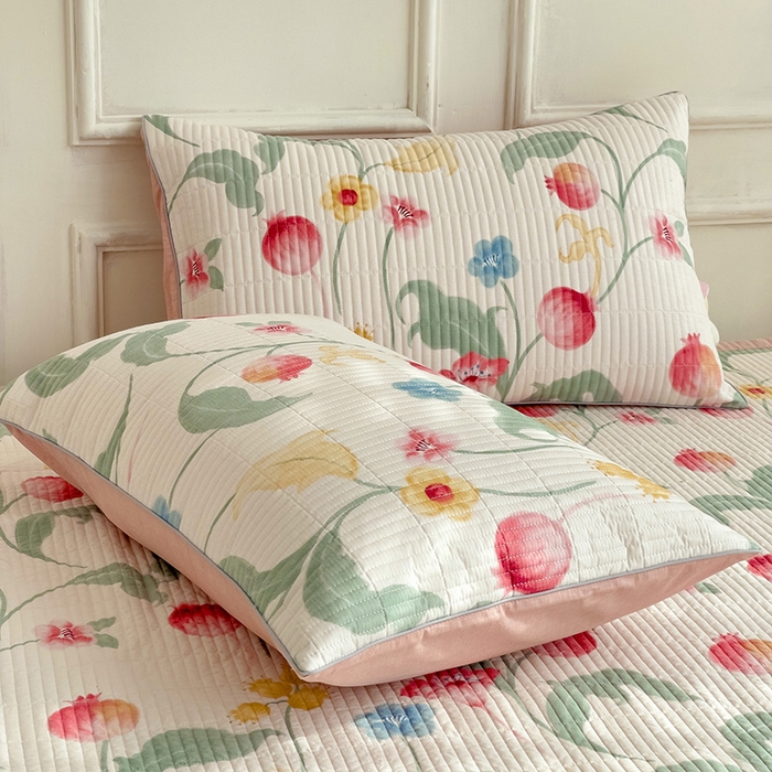 91家纺网 家纺一手货源 找家纺 沐纯家居 2024新款40S13372双面纯棉床盖三件套 时榴