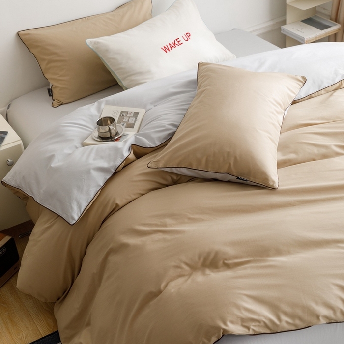 91家纺网 家纺一手货源 找家纺 卡姿家纺 2024春夏纯色双拼嵌绳款单被套—莫琳 莫琳 被套棕灰