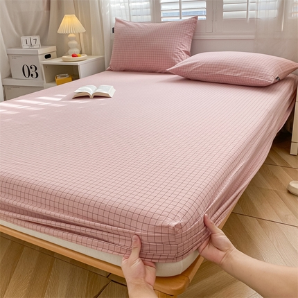 蓝米卡夫 2024新品-全棉色织水洗棉A类单品系列 蜜粉小格