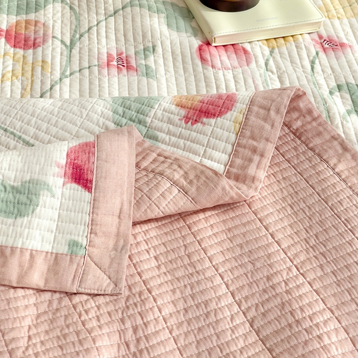 91家纺网 家纺一手货源 找家纺 沐纯家居 2024新款40S13372双面纯棉床盖三件套 时榴