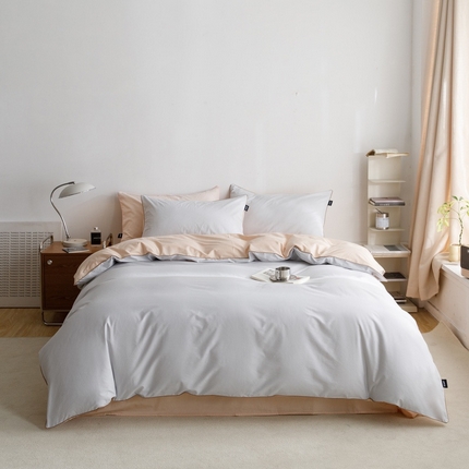 91家纺网 家纺一手货源 找家纺 （总）卡姿家纺 2024春夏纯色双拼嵌绳款四件套—莫琳