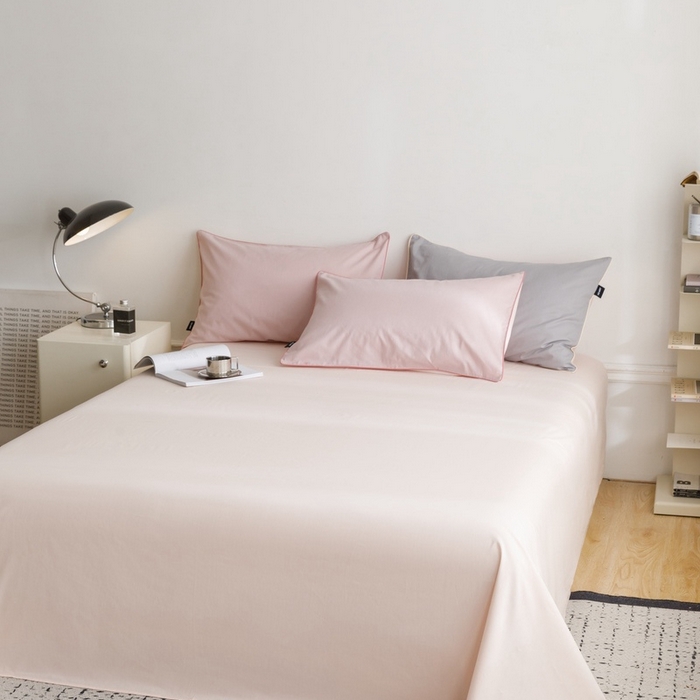 91家纺网 家纺一手货源 找家纺 卡姿家纺 2024春夏纯色双拼嵌绳款单床单—莫琳 莫琳 床单冰粉