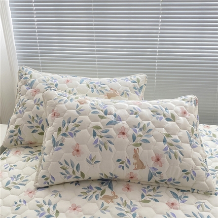  九亭家纺 2024新款全棉夹棉防口水防头油枕套 防水-轻纱漫舞