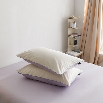 卡姿家纺 2024春夏纯色双拼嵌绳款单枕套—莫琳 莫琳 枕套白紫