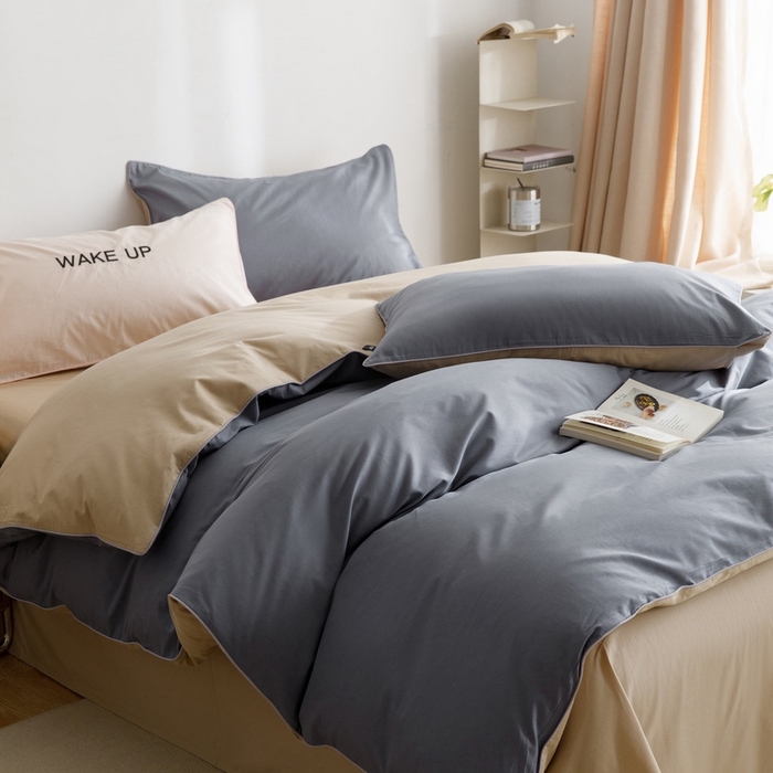 91家纺网 家纺一手货源 找家纺 卡姿家纺 2024春夏纯色双拼嵌绳款单被套—莫琳 莫琳 被套蓝棕