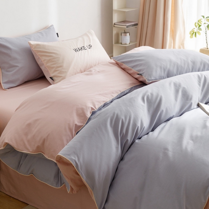 91家纺网 家纺一手货源 找家纺 卡姿家纺 2024春夏纯色双拼嵌绳款单被套—莫琳 莫琳 被套紫粉