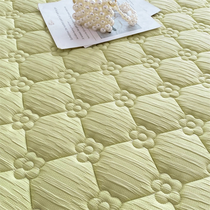 91家纺网 家纺一手货源 找家纺 鑫钰 2024新款A类水洗棉大豆夹棉床护垫 太阳花-抹茶绿