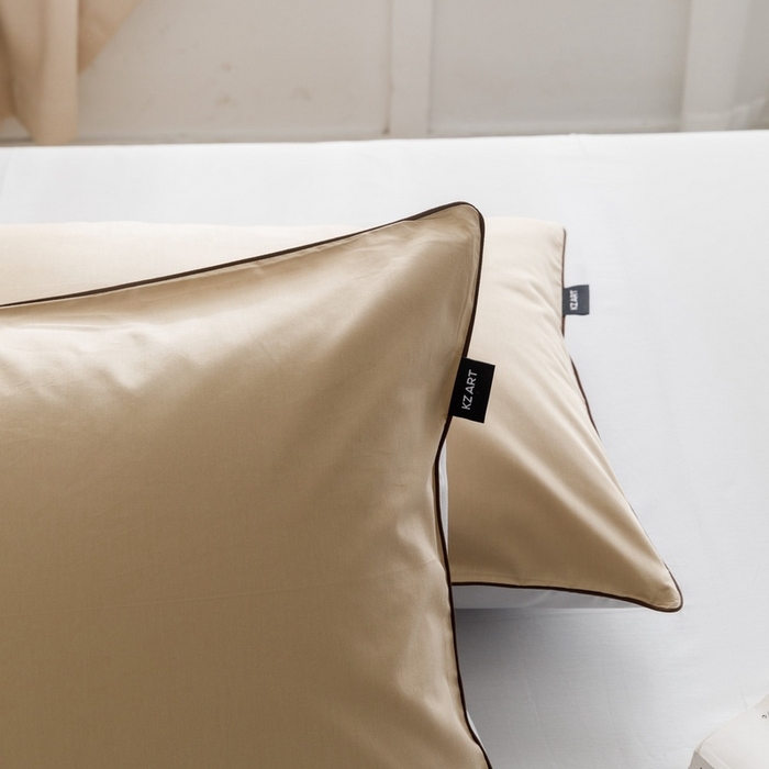 91家纺网 家纺一手货源 找家纺 卡姿家纺 2024春夏纯色双拼嵌绳款单枕套—莫琳 莫琳 枕套棕灰