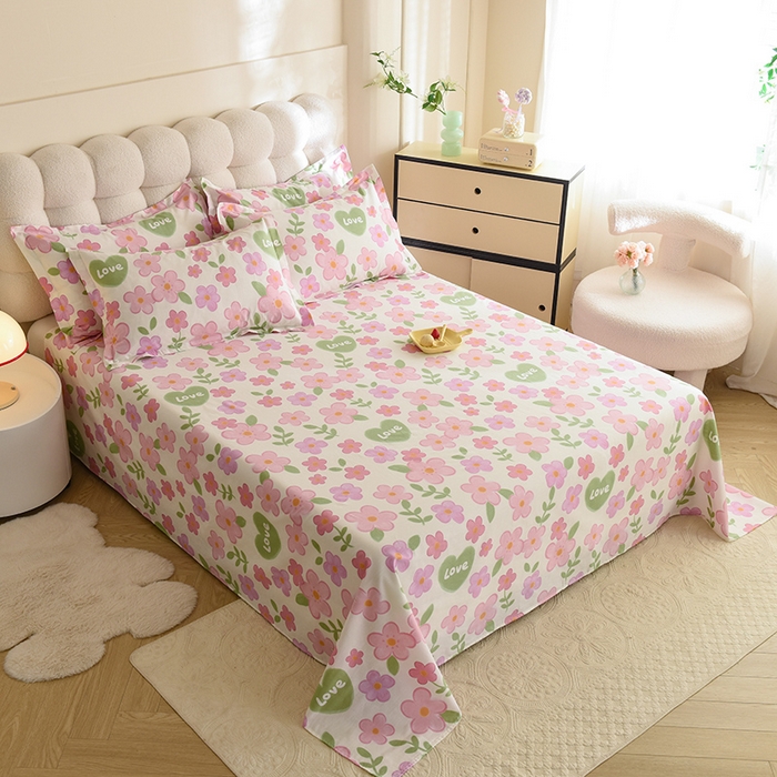 91家纺网 家纺一手货源 找家纺 八十八家纺2025新款全棉12868系列四件套单品床单 花夏未央