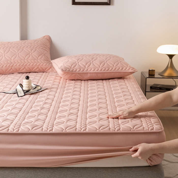 91家纺网 家纺一手货源 找家纺 （总）鑫钰 2024新款A类防水大豆夹棉床笠-麦穗