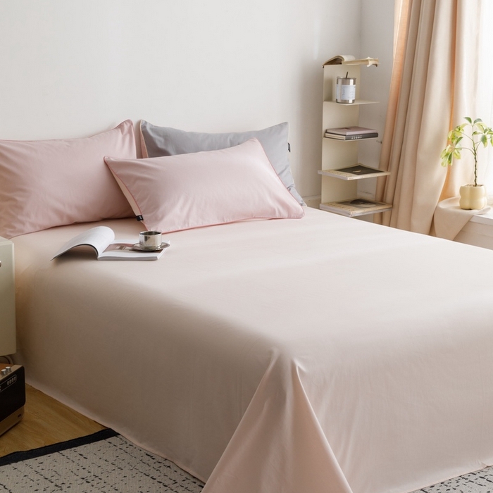 91家纺网 家纺一手货源 找家纺 卡姿家纺 2024春夏纯色双拼嵌绳款单床单—莫琳 莫琳 床单冰粉