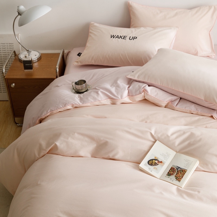 91家纺网 家纺一手货源 找家纺 卡姿家纺 2024春夏纯色双拼嵌绳款单被套—莫琳 莫琳 被套粉紫