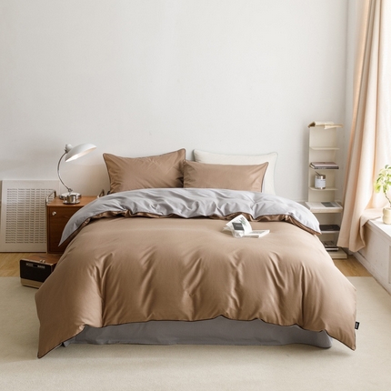 91家纺网 家纺一手货源 找家纺 （总）卡姿家纺 2024春夏纯色双拼嵌绳款四件套—莫琳