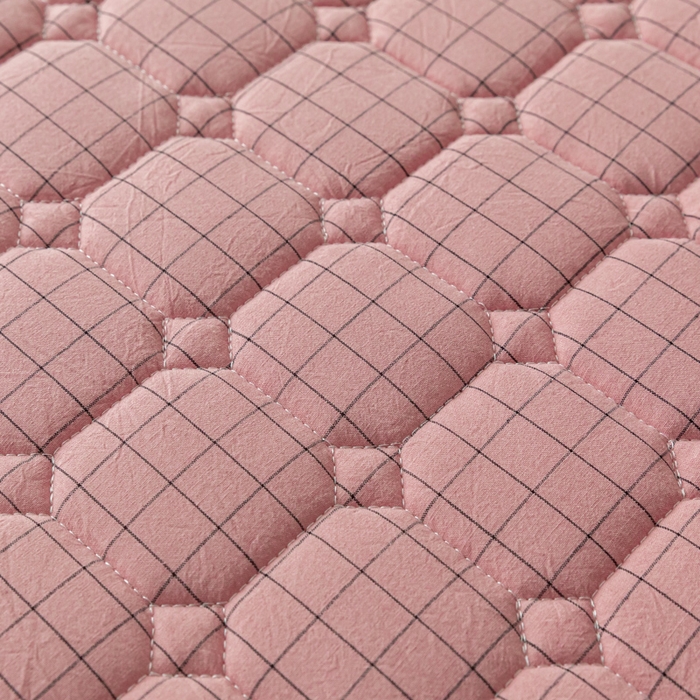 91家纺网 家纺一手货源 找家纺 鑫钰 2024新款无印风水洗棉水洗亲肤大豆夹棉床笠-简格 简格-豆沙格