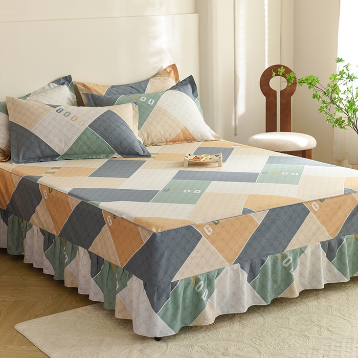 91家纺网 家纺一手货源 找家纺 八十八家纺 2025新款全棉12868系列四件套单品床裙 街角咖啡