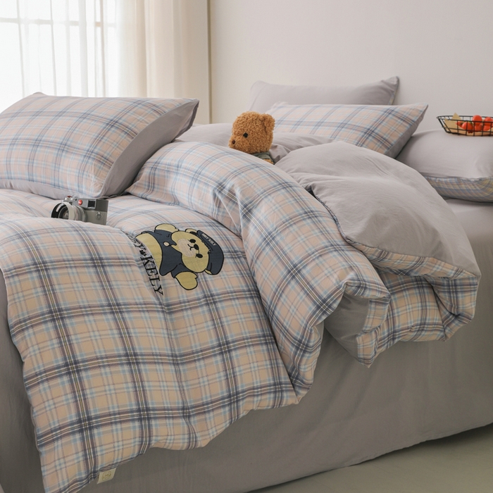 91家纺网 家纺一手货源 找家纺 总潮邦 2025新款春夏亲肤水洗棉刺绣四件套-贝恩熊（含买家秀）