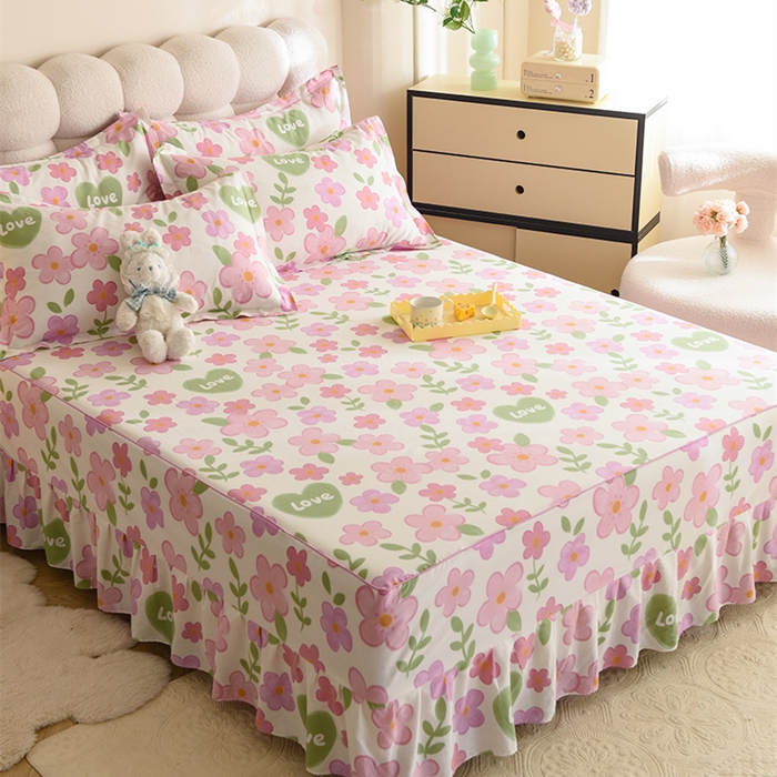 91家纺网 家纺一手货源 找家纺 八十八家纺 2025新款全棉12868系列四件套单品床裙 花夏未央