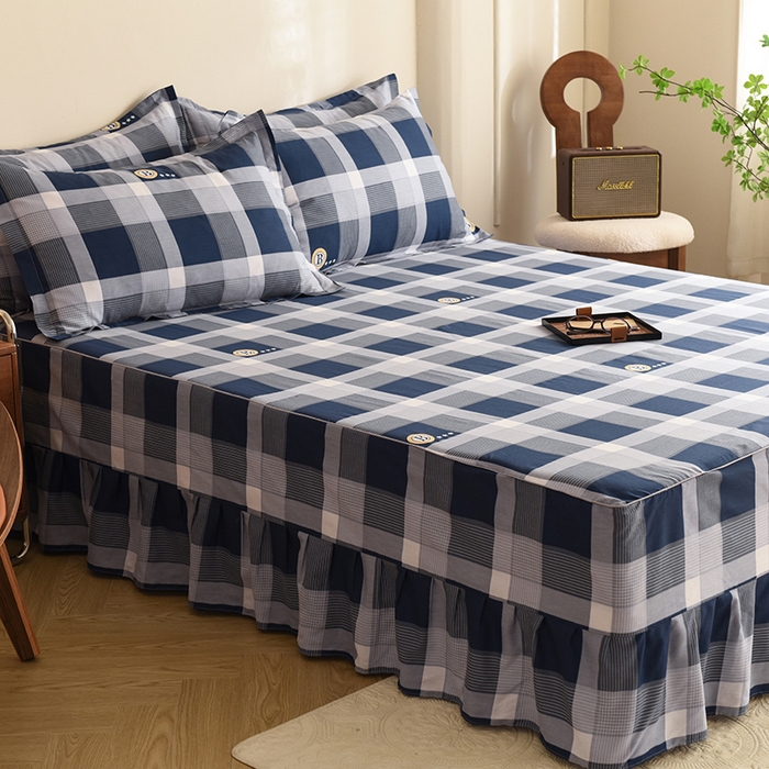 91家纺网 家纺一手货源 找家纺 八十八家纺 2025新款全棉12868系列四件套单品床裙 蓝语