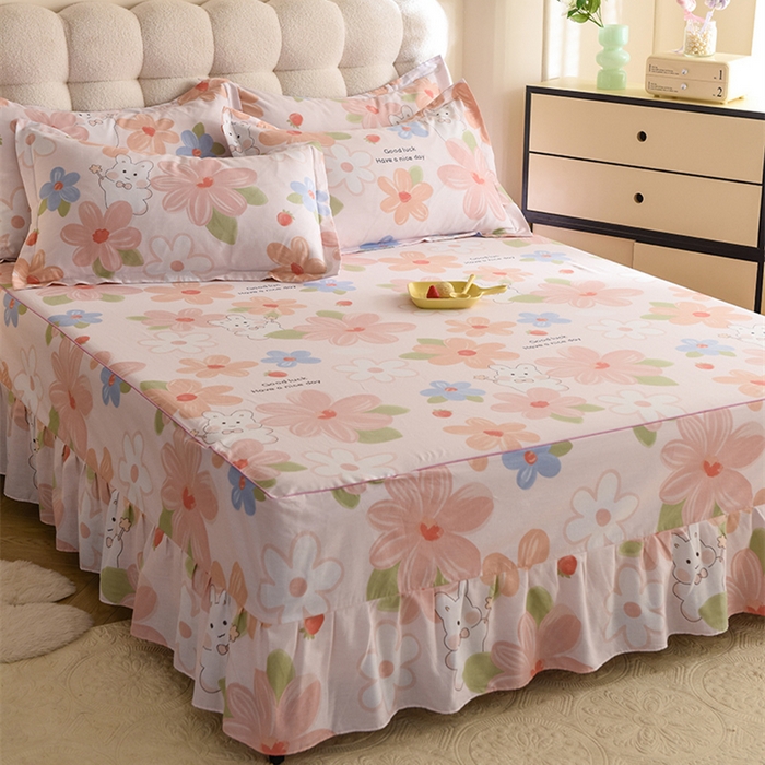 91家纺网 家纺一手货源 找家纺 八十八家纺 2025新款全棉12868系列四件套单品床裙 花梦小兔