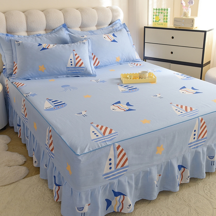 91家纺网 家纺一手货源 找家纺 八十八家纺 2025新款全棉12868系列四件套单品床裙 海洋之星